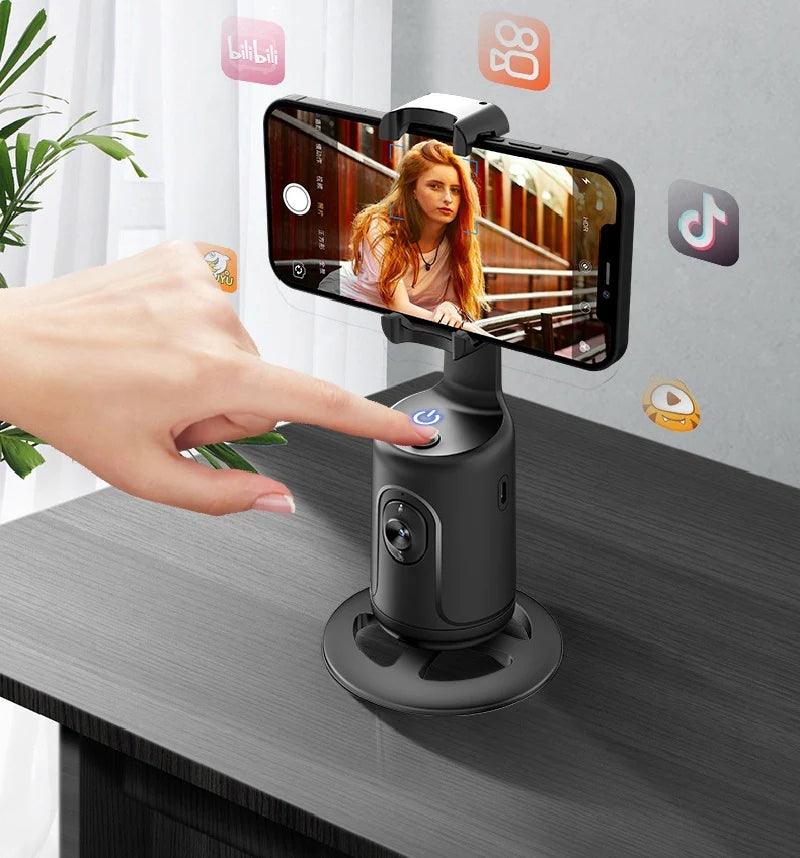 360° AI Auto Face Tracking Smart Gimbal – Phone Holder Stabilizer for Vlogging, Live Streaming, Video Recording & Tripod Use