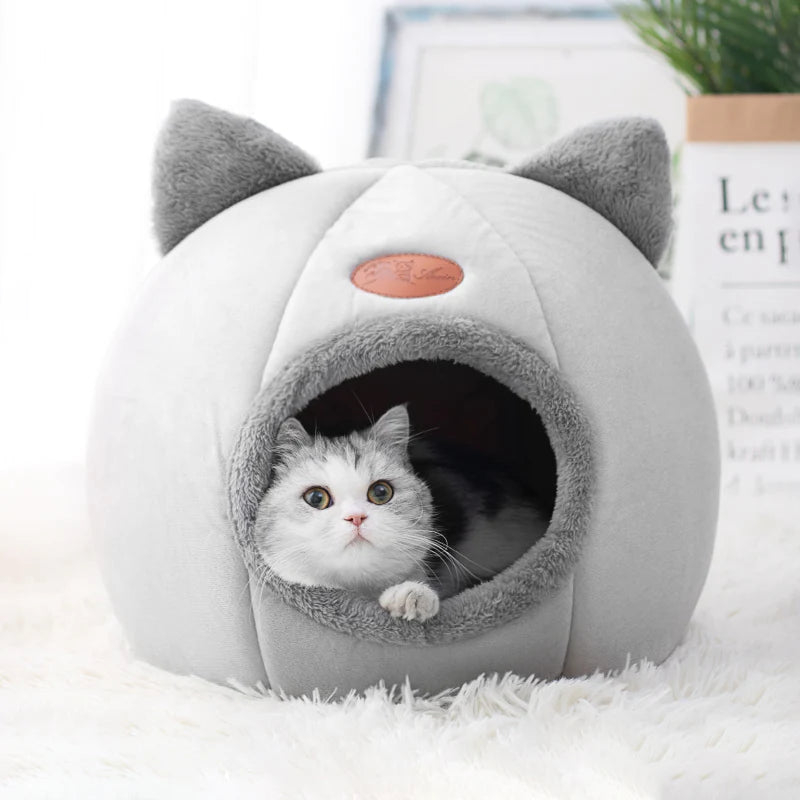 Cozy Winter Cat Bed – Deep Sleep Tent Nest for Cats & Small Dogs