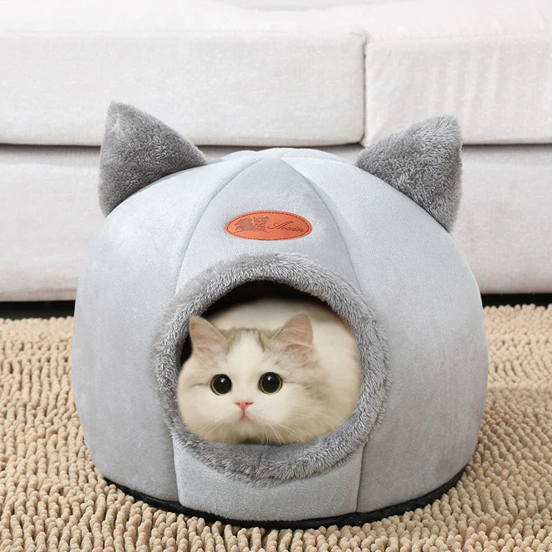 Cozy Winter Cat Bed – Deep Sleep Tent Nest for Cats & Small Dogs