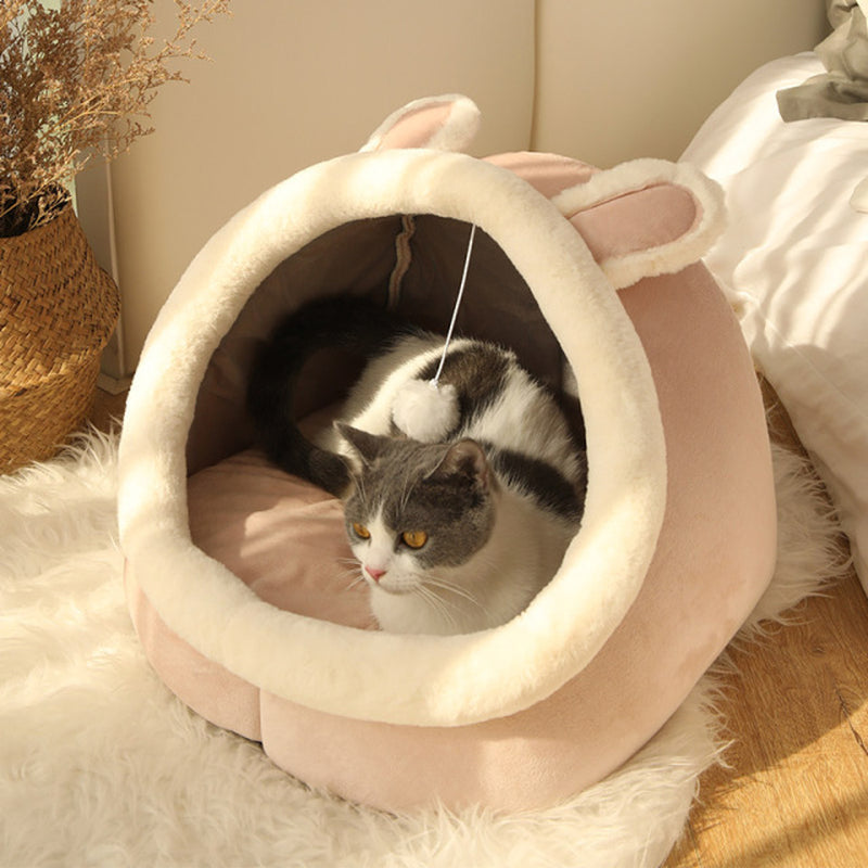 Soft & Warm Cat Bed – Cozy Tent-Style Lounger for Cats & Small Dogs (Washable Cushion)