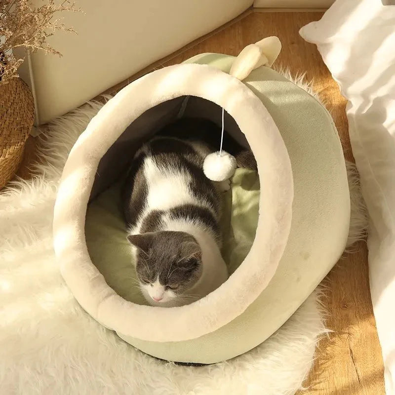 Soft & Warm Cat Bed – Cozy Tent-Style Lounger for Cats & Small Dogs (Washable Cushion)