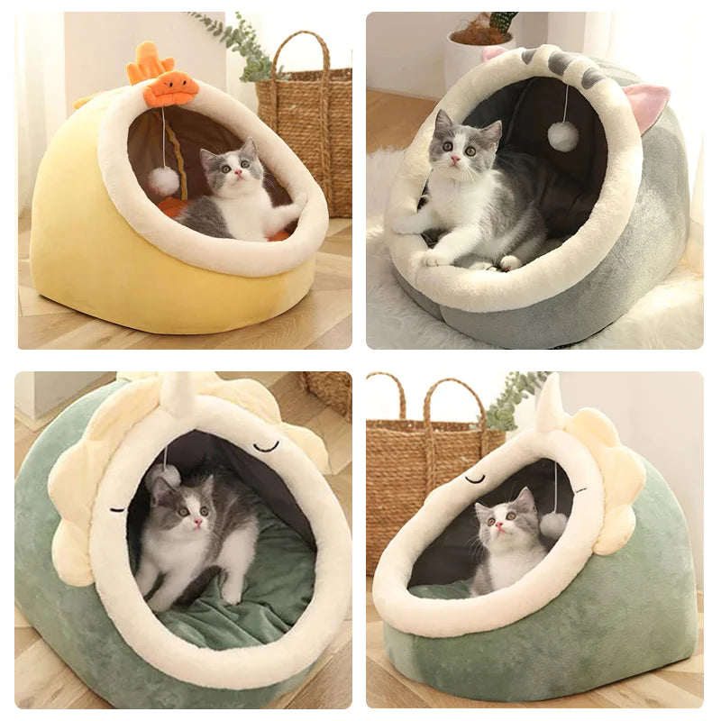 Soft & Warm Cat Bed – Cozy Tent-Style Lounger for Cats & Small Dogs (Washable Cushion)