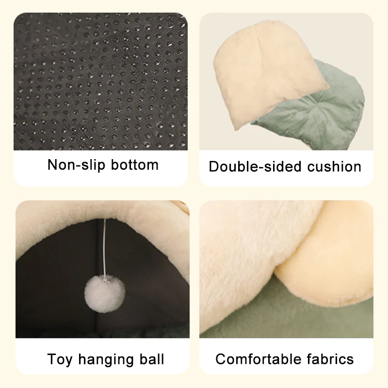 Soft & Warm Cat Bed – Cozy Tent-Style Lounger for Cats & Small Dogs (Washable Cushion)