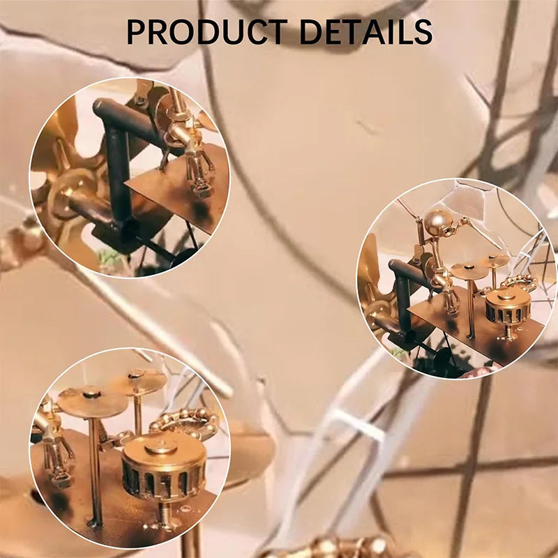 Handmade Metal Drummer Windmill Sculpture – Creative Garden & Courtyard Decoration | Musical Instrument-Themed Outdoor Statue