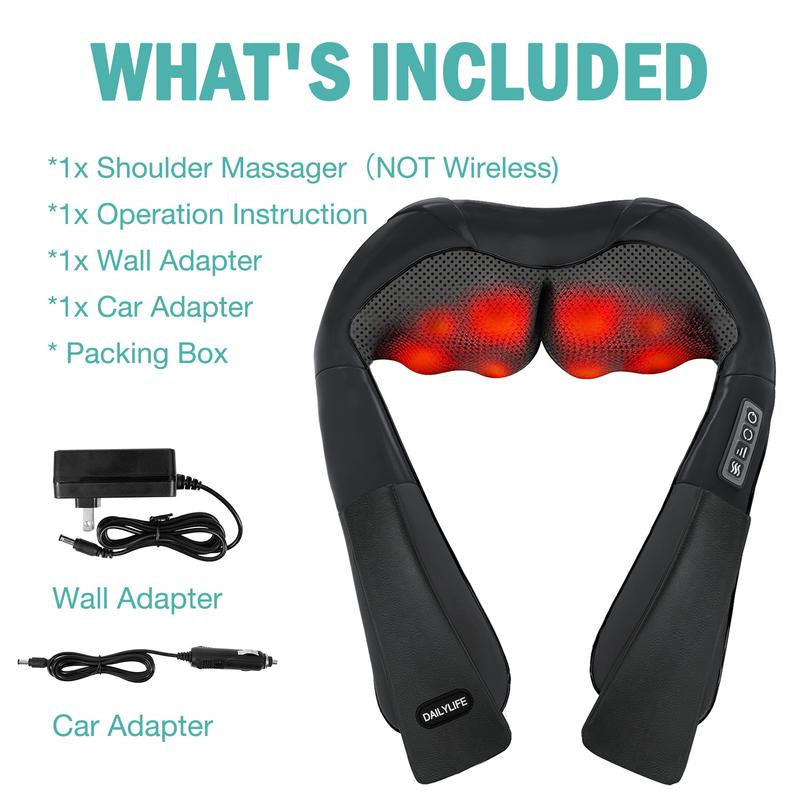 DAILYLIFE Shiatsu Neck and Back Massager, Electric Shoulder Massager, Car Neck Massage Pillow for Neck, Back, Shoulder, Foot, Leg Massage, Relieve Muscle Pain, Perfect Present for Man/Woman/Family, Valentine'S Day Gift