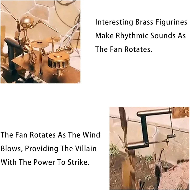 Handmade Metal Drummer Windmill Sculpture – Creative Garden & Courtyard Decoration | Musical Instrument-Themed Outdoor Statue