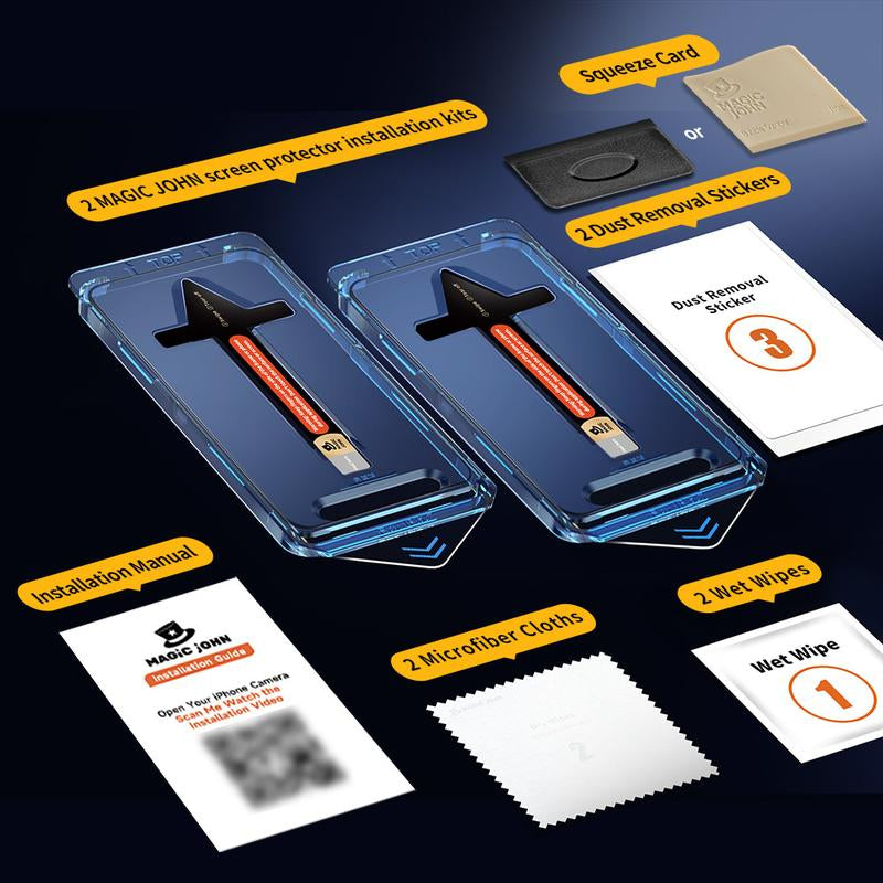 MAGIC JOHN 2-Pack Screen Protector for Iphone, Samsung, and Google–Crystal Clear, Scratch-Resistant, Ultra-Smooth Touch, Privacy Protection, Circular Polarized Eye Protection, Easy Installation