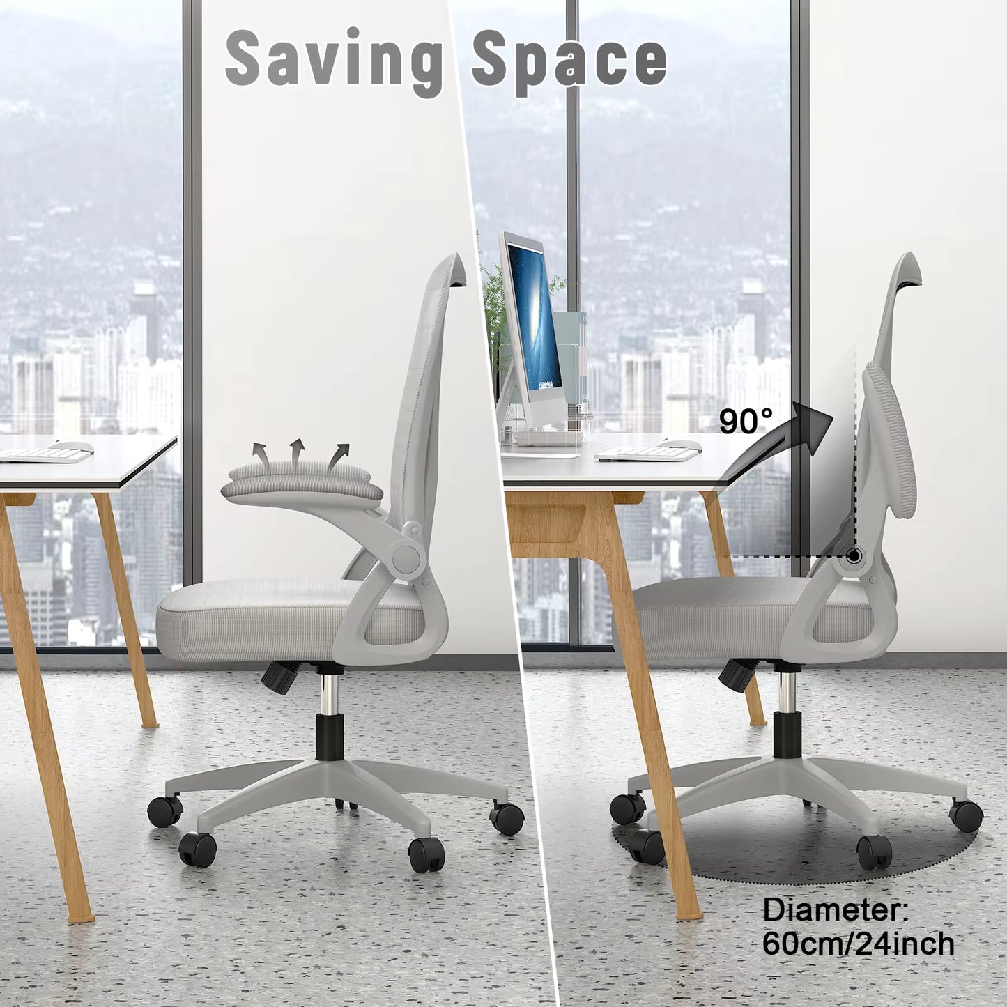 Ergonomic Office Chair with Slide Seat Mesh Seat Adjustable Lumbar Support Angle and Height Adjustable Home Office Gaming Chair