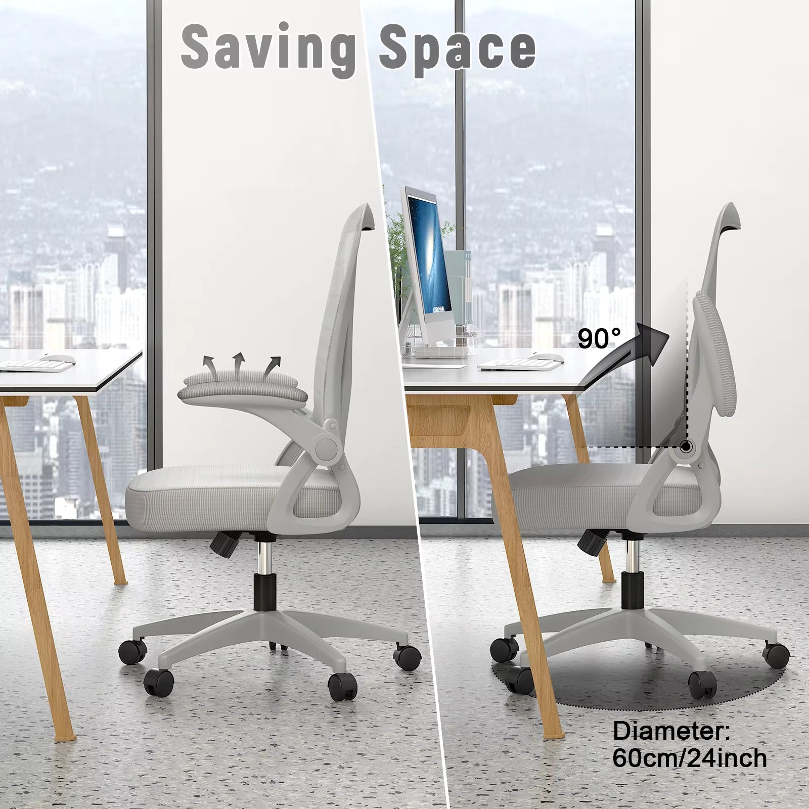 Ergonomic Office Chair with Slide Seat Mesh Seat Adjustable Lumbar Support Angle and Height Adjustable Home Office Gaming Chair