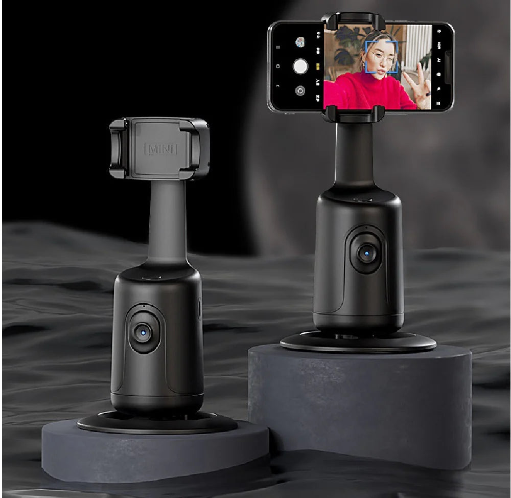 360° AI Auto Face Tracking Smart Gimbal – Phone Holder Stabilizer for Vlogging, Live Streaming, Video Recording & Tripod Use