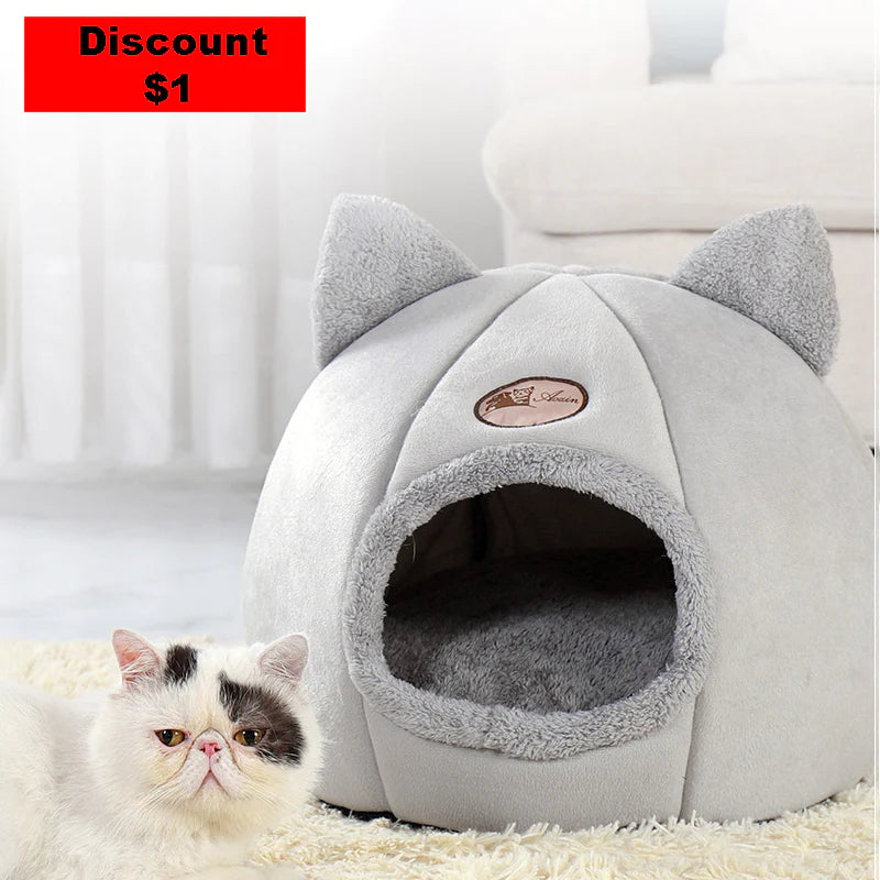 Cozy Winter Cat Bed – Deep Sleep Tent Nest for Cats & Small Dogs