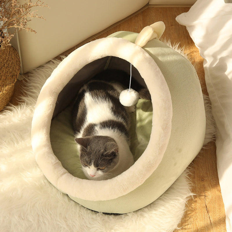 Soft & Warm Cat Bed – Cozy Tent-Style Lounger for Cats & Small Dogs (Washable Cushion)