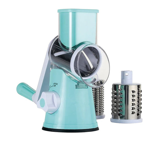 Manual Rotary Vegetable Slicer Cutter Kitchen Vegetable Cheese Grater Chopper with 3 Sharp Stainless Steel Drums KC0082