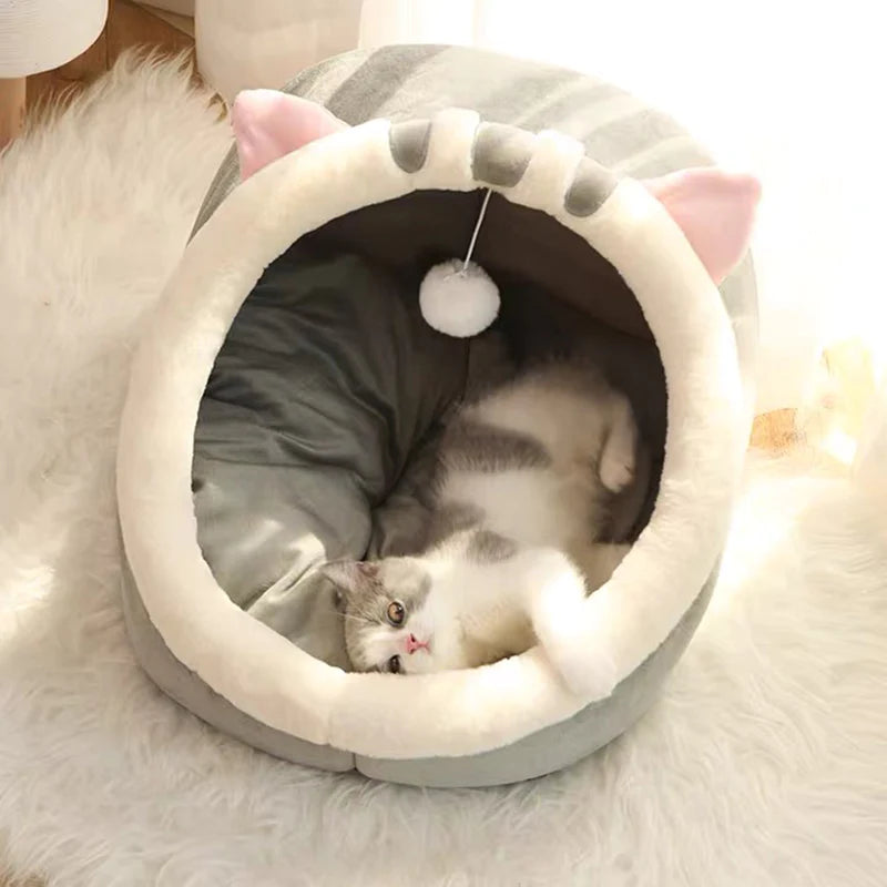 Soft & Warm Cat Bed – Cozy Tent-Style Lounger for Cats & Small Dogs (Washable Cushion)