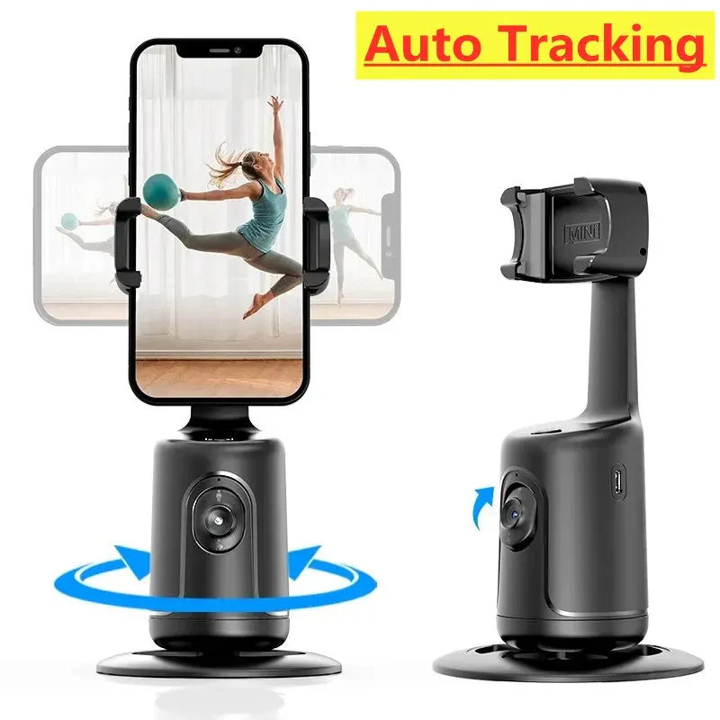 360° AI Auto Face Tracking Smart Gimbal – Phone Holder Stabilizer for Vlogging, Live Streaming, Video Recording & Tripod Use