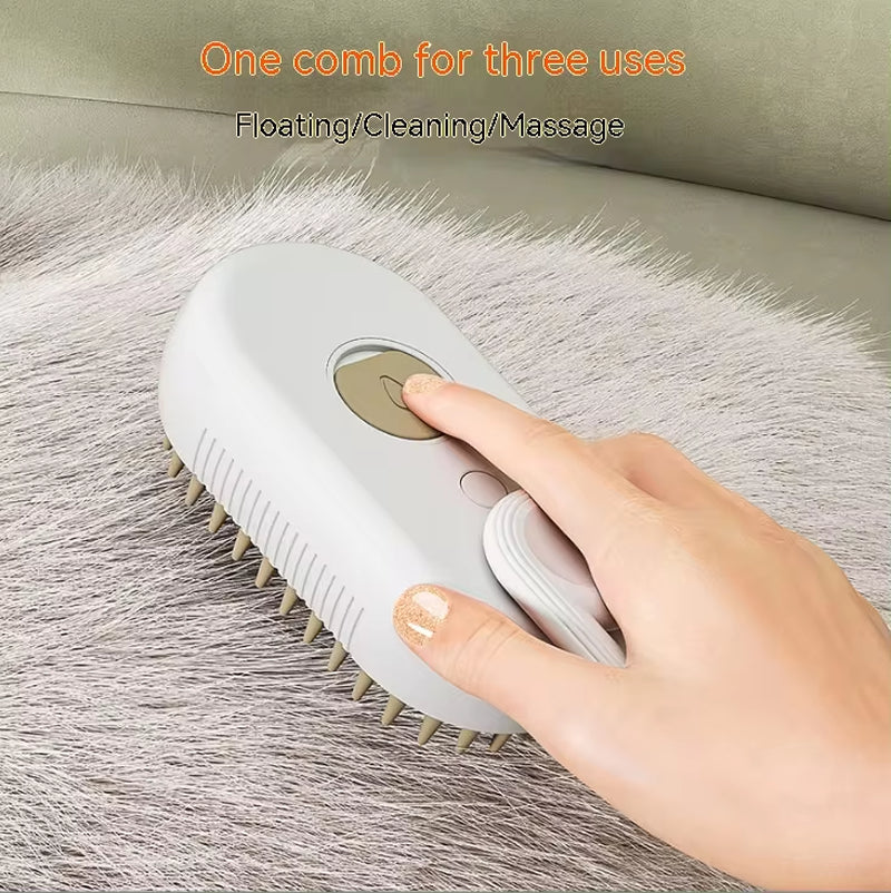 Electric Pet Spray Comb – Hair Removal & Anti-Static Grooming Brush for Cats & Dogs - One-Touch Spray Function | De-Shedding, Cleaning & Massaging Comb for Pets