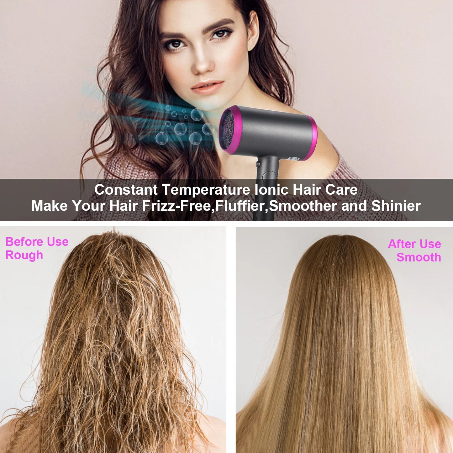 1800W 2 Speeds Hair Dryer Fast Dry Hairdryers with Attachment Diffuser & Concentrator
