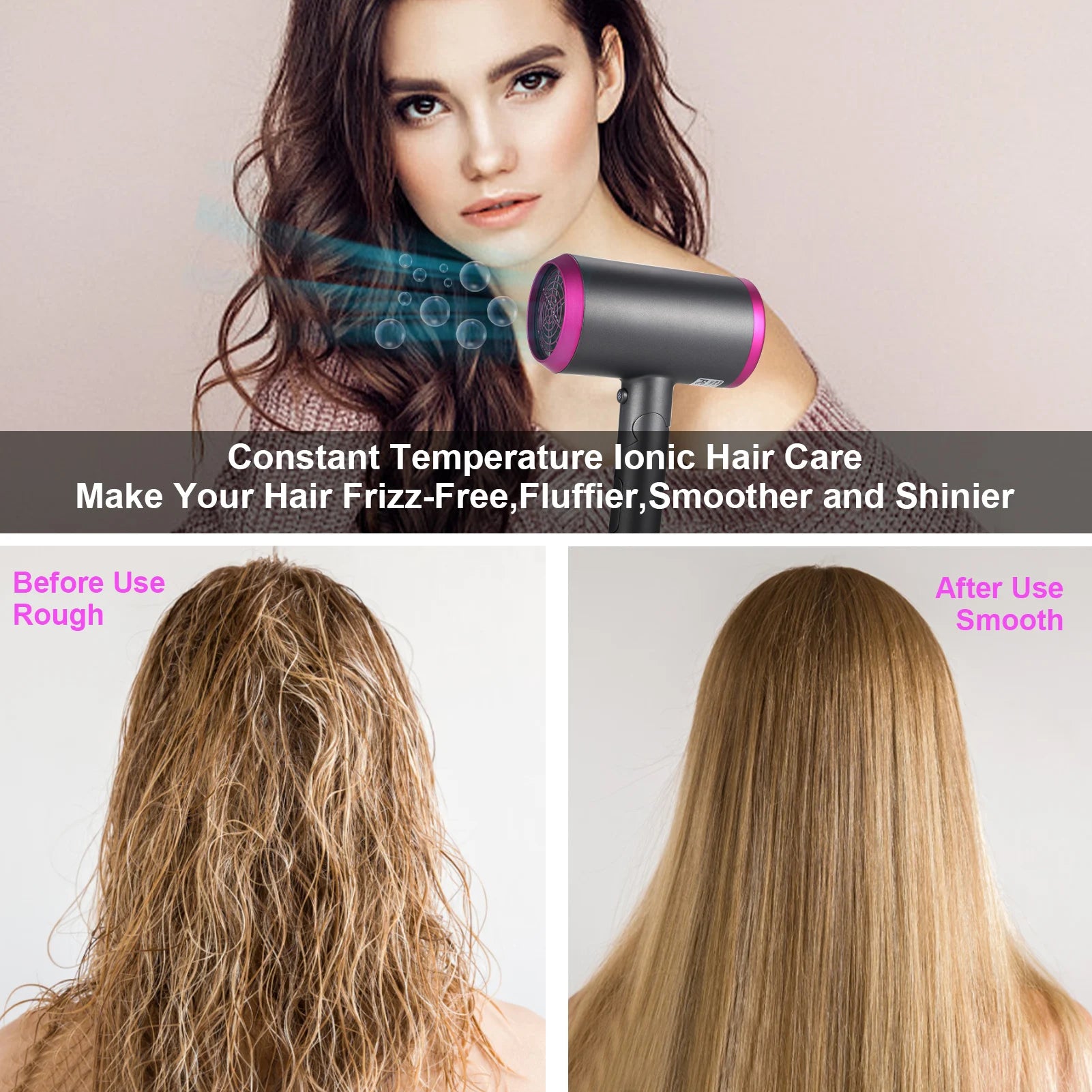 1800W 2 Speeds Hair Dryer Fast Dry Hairdryers with Attachment Diffuser & Concentrator