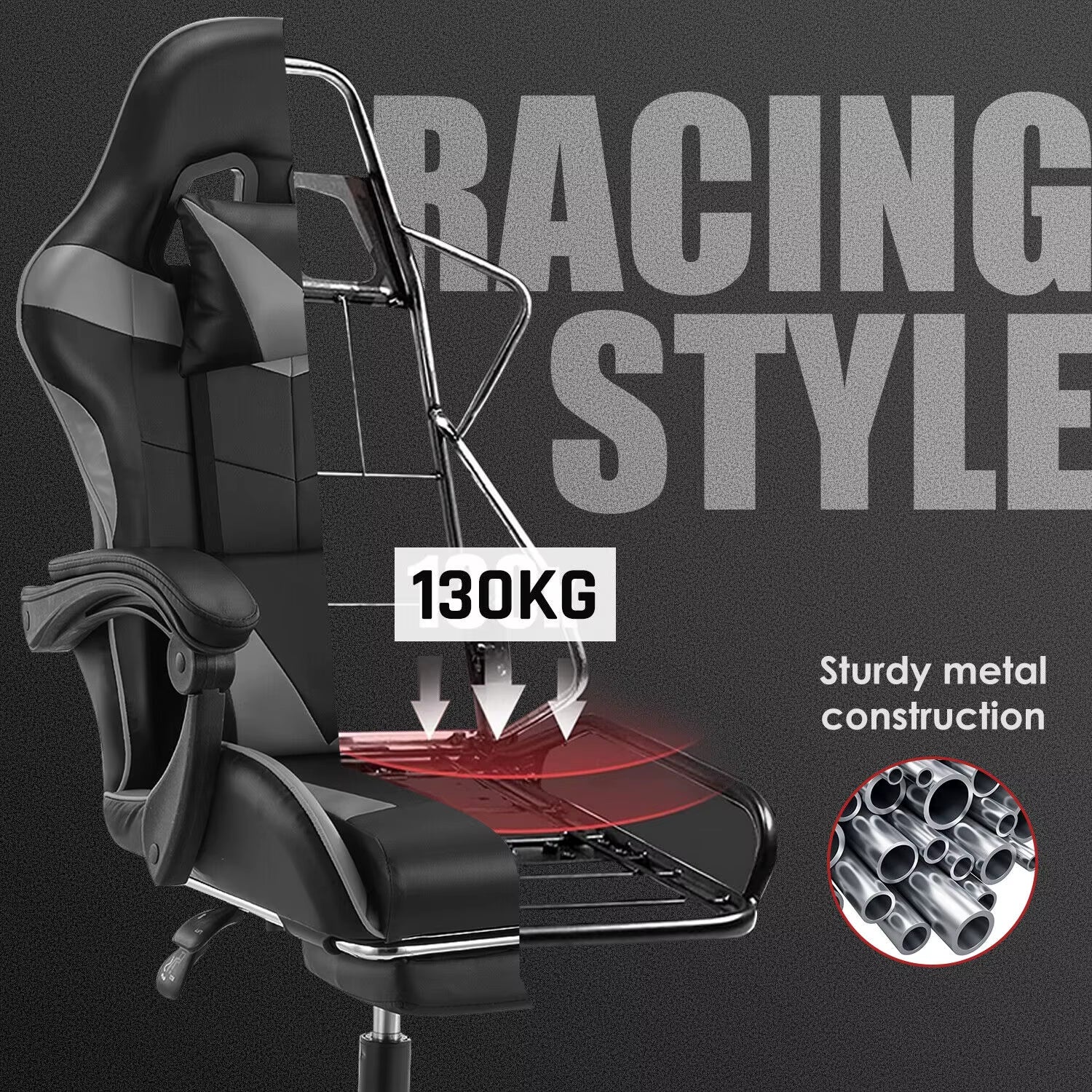 Gaming Chair Ergonomic Computer Chair Office Chair Desk Swivel Chair Adjustable Reclining Footrest Cushion,Massage Pillow