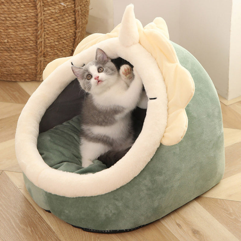 Soft & Warm Cat Bed – Cozy Tent-Style Lounger for Cats & Small Dogs (Washable Cushion)