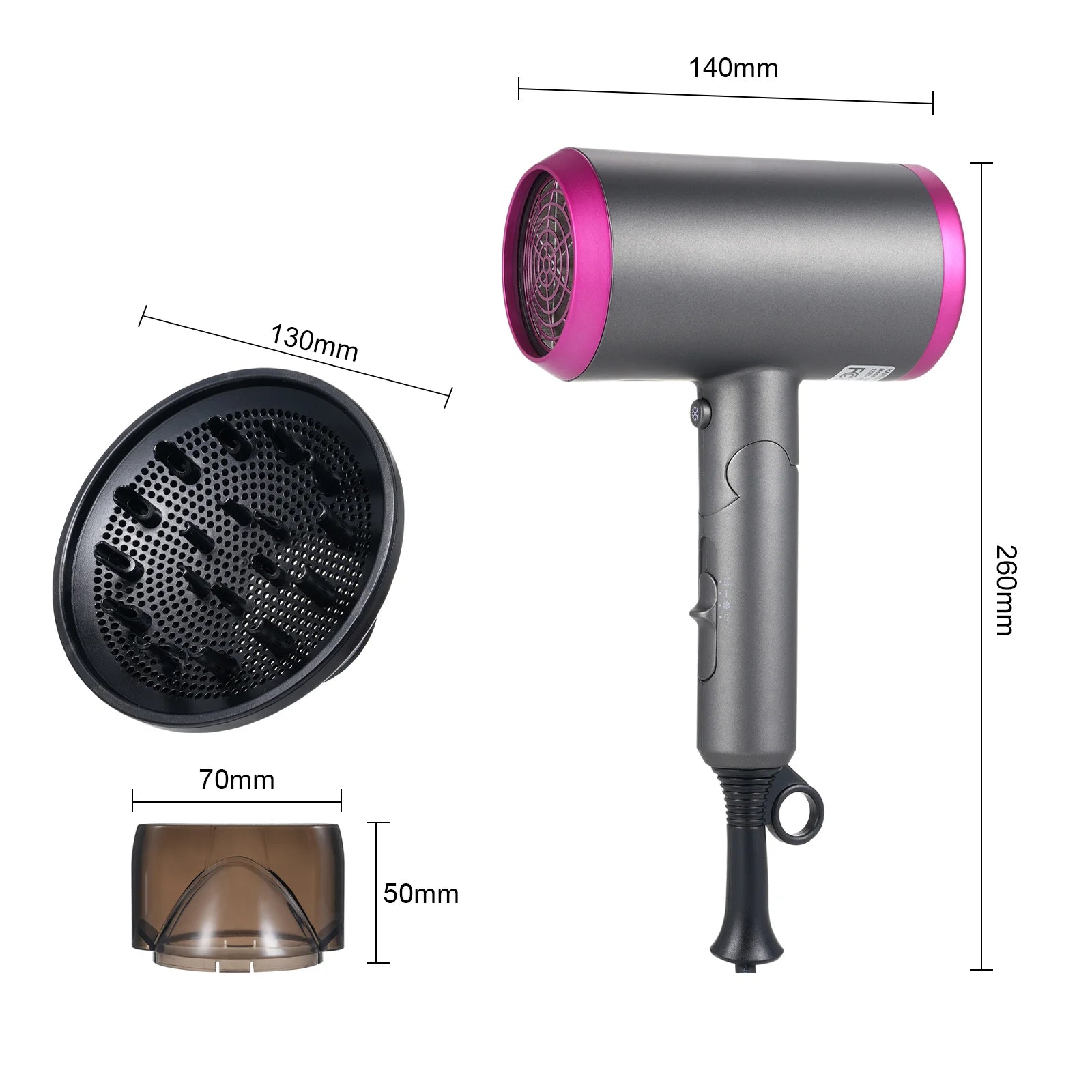 1800W 2 Speeds Hair Dryer Fast Dry Hairdryers with Attachment Diffuser & Concentrator