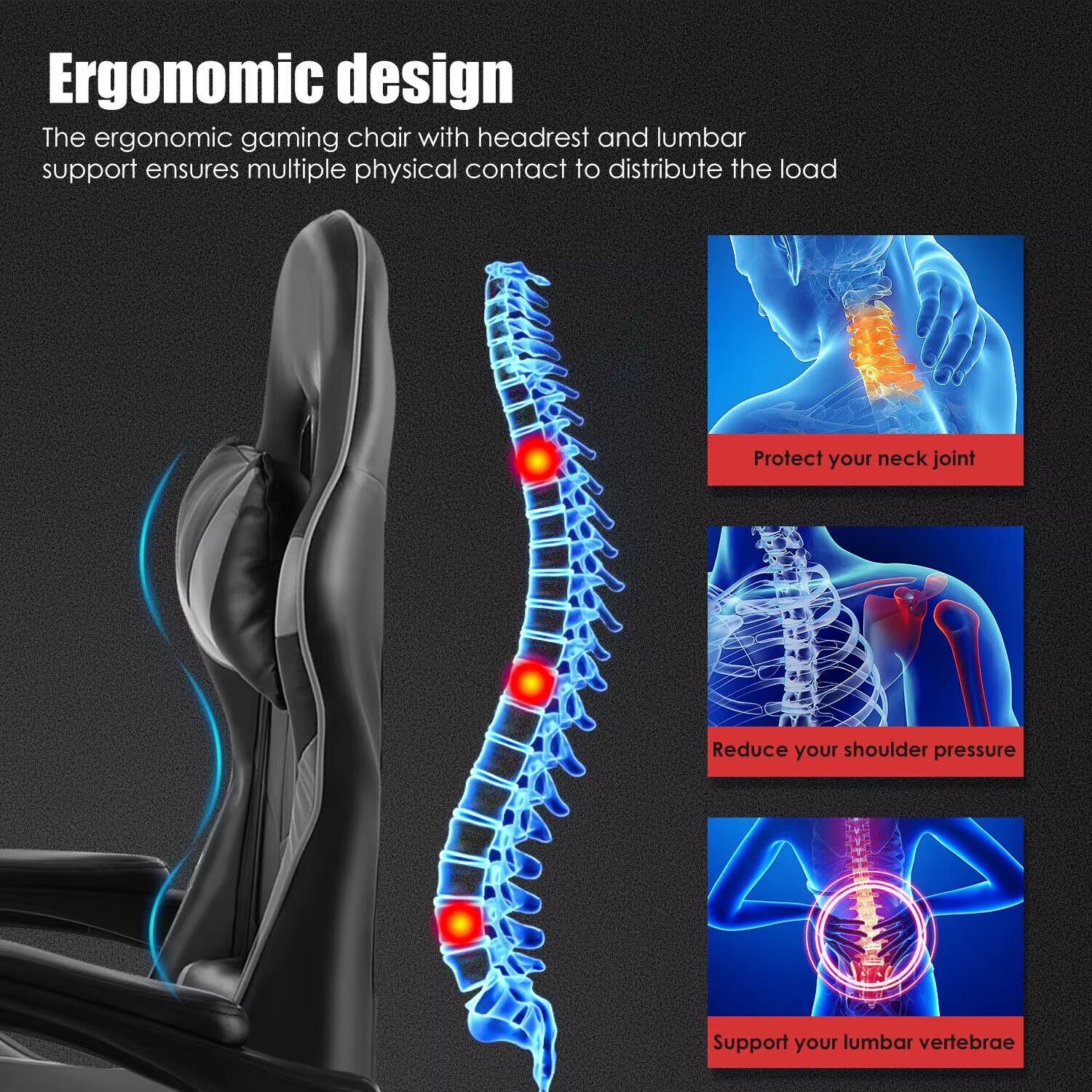 Gaming Chair Ergonomic Computer Chair Office Chair Desk Swivel Chair Adjustable Reclining Footrest Cushion,Massage Pillow
