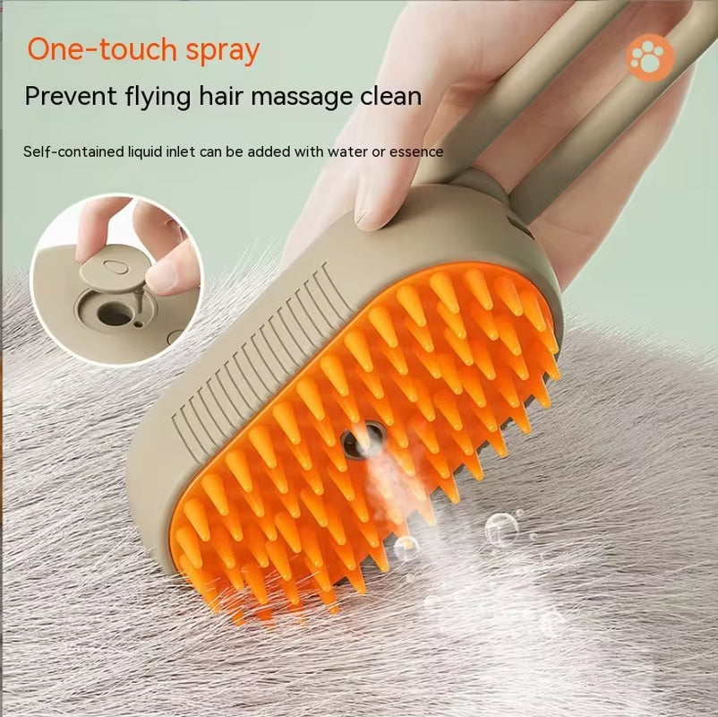 Electric Pet Spray Comb – Hair Removal & Anti-Static Grooming Brush for Cats & Dogs - One-Touch Spray Function | De-Shedding, Cleaning & Massaging Comb for Pets