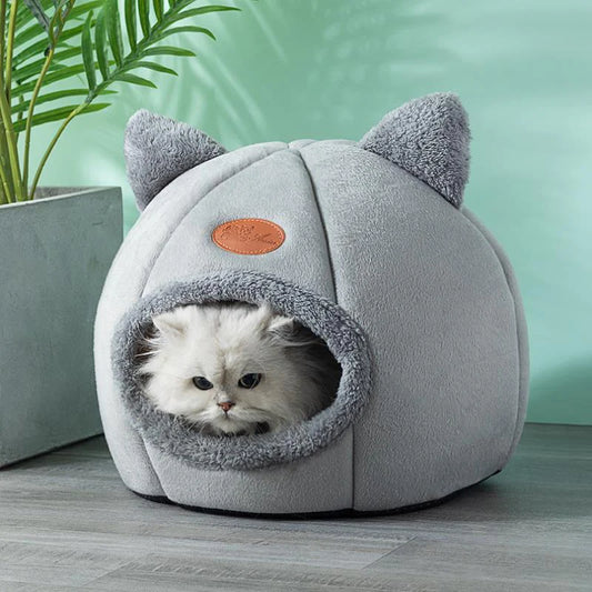 Cozy Winter Cat Bed – Deep Sleep Tent Nest for Cats & Small Dogs