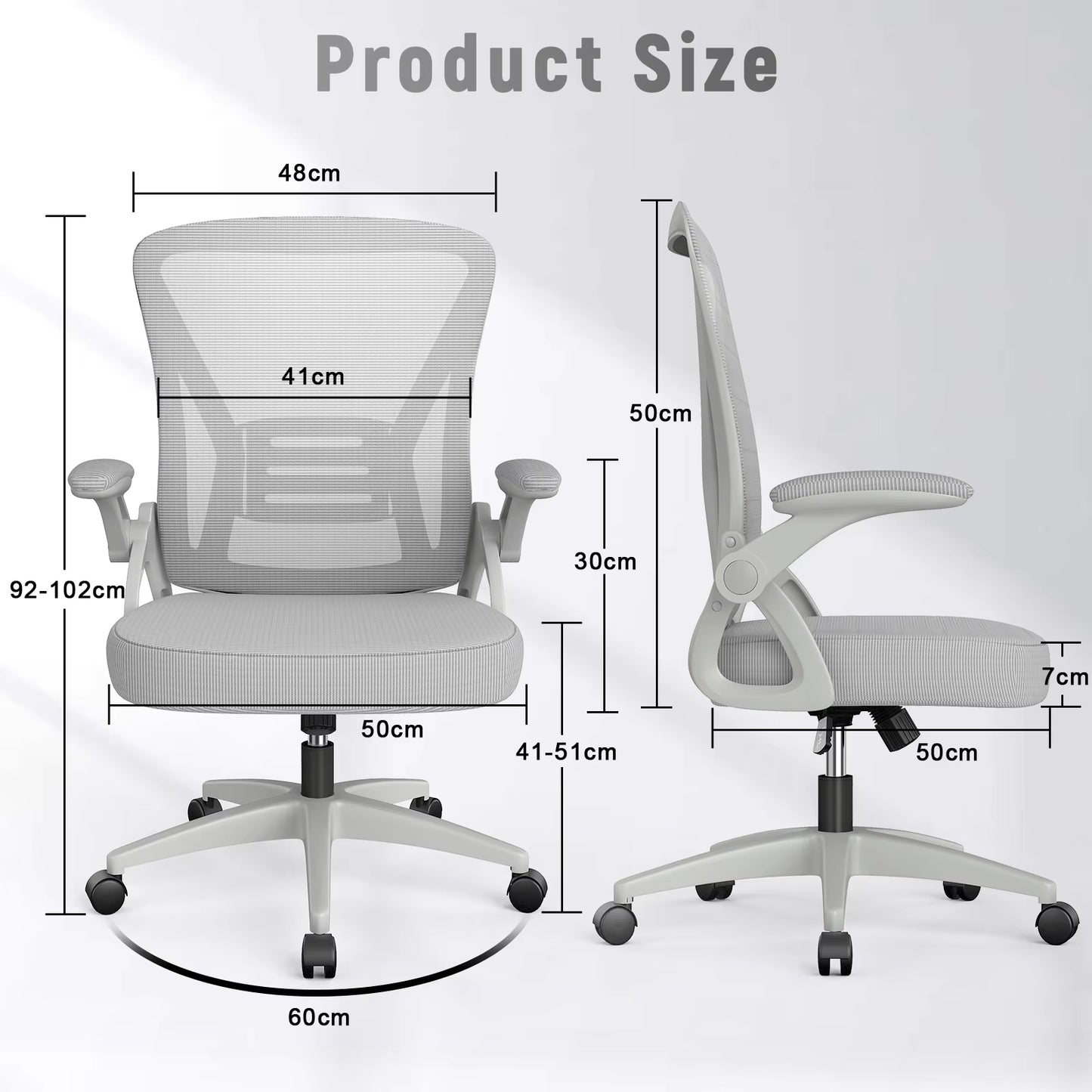 Ergonomic Office Chair with Slide Seat Mesh Seat Adjustable Lumbar Support Angle and Height Adjustable Home Office Gaming Chair