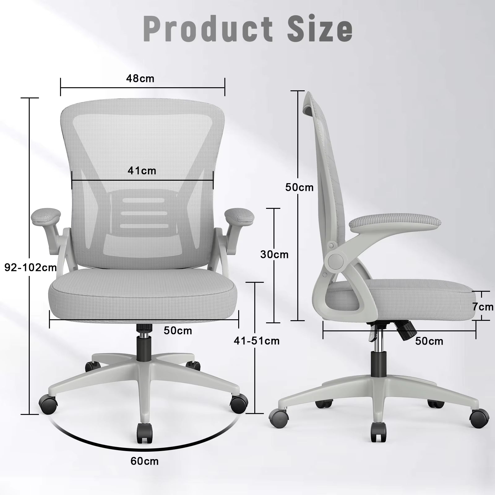 Ergonomic Office Chair with Slide Seat Mesh Seat Adjustable Lumbar Support Angle and Height Adjustable Home Office Gaming Chair