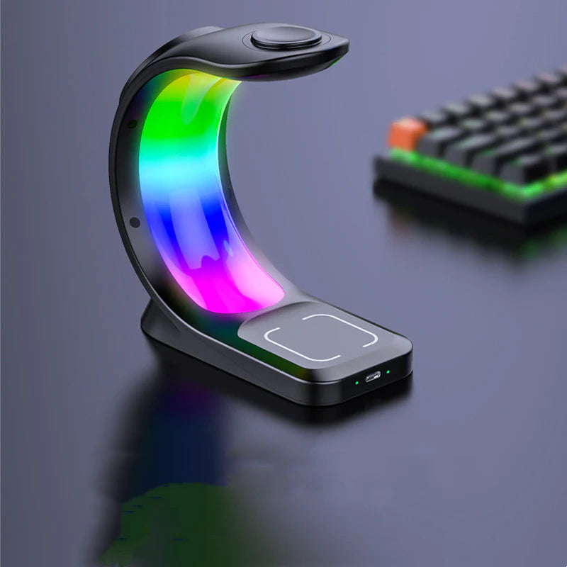4-in-1 Magnetic Wireless Charging Station – Fast Charger with Atmosphere Light for iPhone, Apple Watch & AirPods Pro