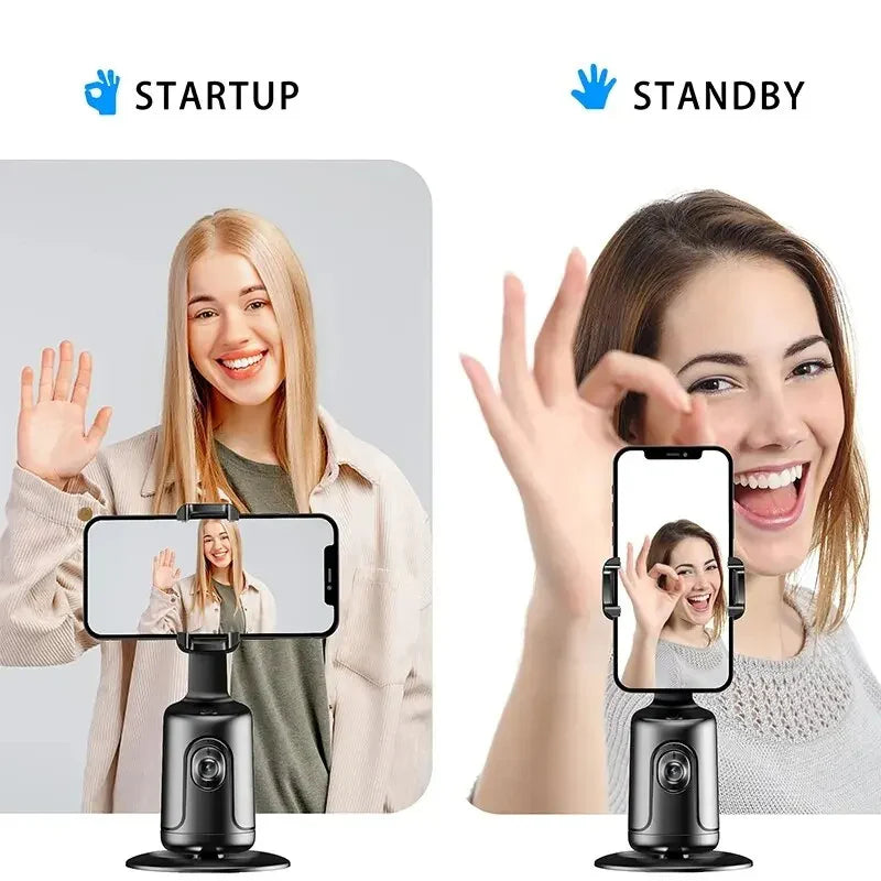 360° AI Auto Face Tracking Smart Gimbal – Phone Holder Stabilizer for Vlogging, Live Streaming, Video Recording & Tripod Use