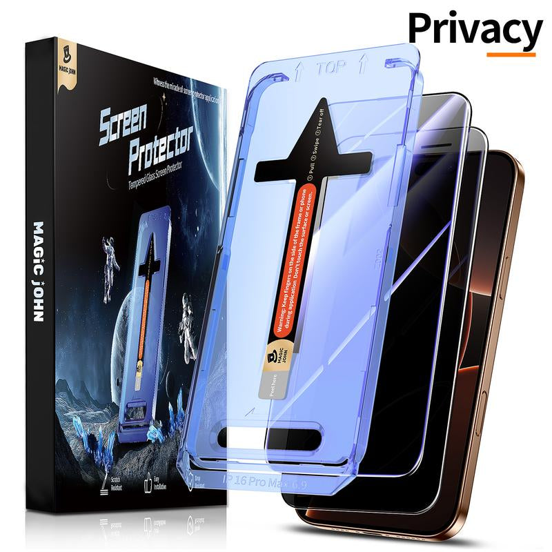 MAGIC JOHN 2-Pack Screen Protector for Iphone, Samsung, and Google–Crystal Clear, Scratch-Resistant, Ultra-Smooth Touch, Privacy Protection, Circular Polarized Eye Protection, Easy Installation