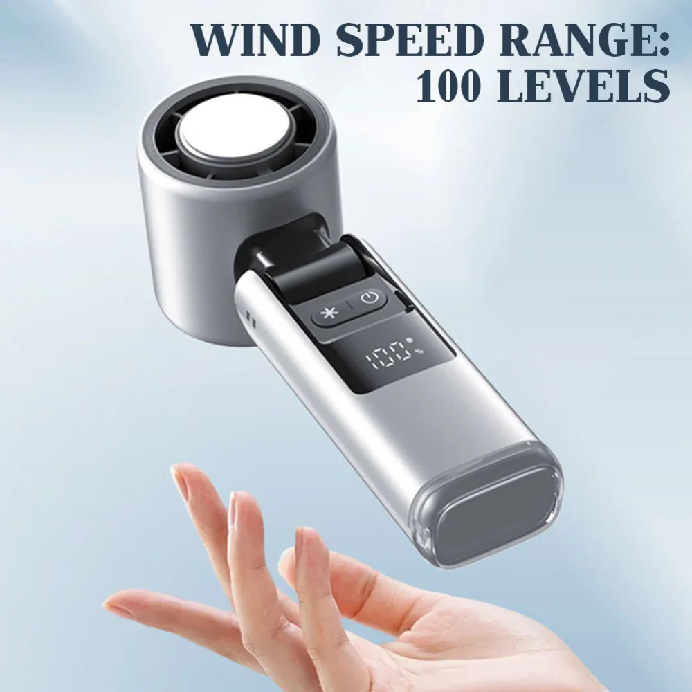 "100 Turbos Mini USB Cold Fan – Super Fast Turbo Speed with Digital Display | Ice-Chilled Air for Camping, Office, Dorm & Outdoor Use"