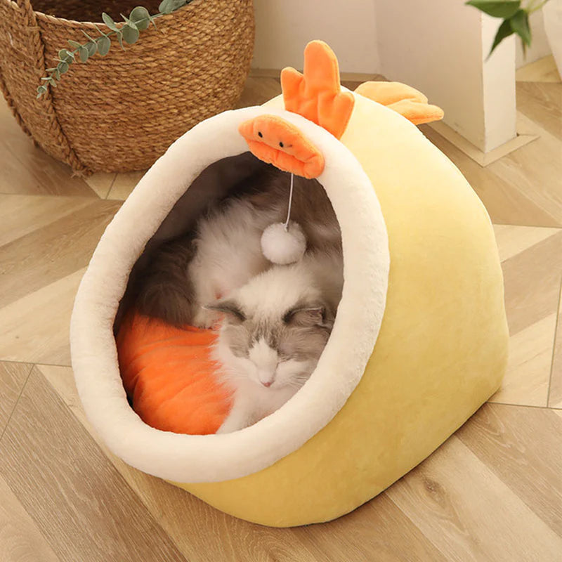 Soft & Warm Cat Bed – Cozy Tent-Style Lounger for Cats & Small Dogs (Washable Cushion)